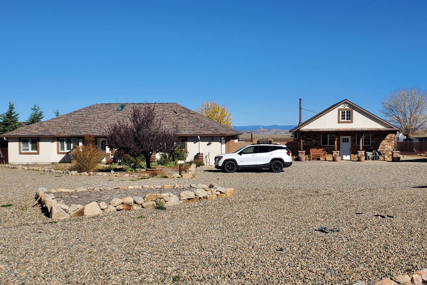 The front of the house at Windmill Ranch